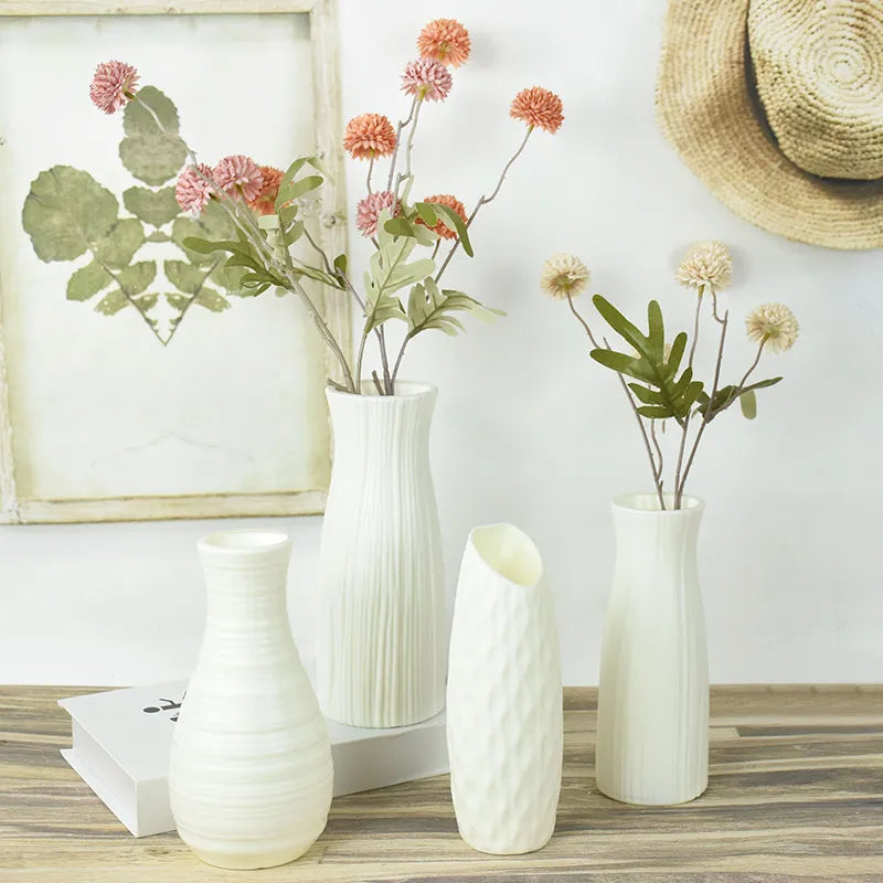 Flower Vase White Pink Blue Plastic Vase Flower Pot Basket Nordic Home